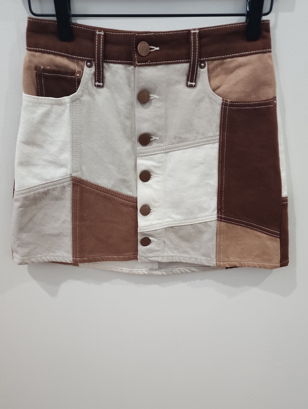 Alice and Olivia Patchwork Denim Skirt - Picture 2 of 14